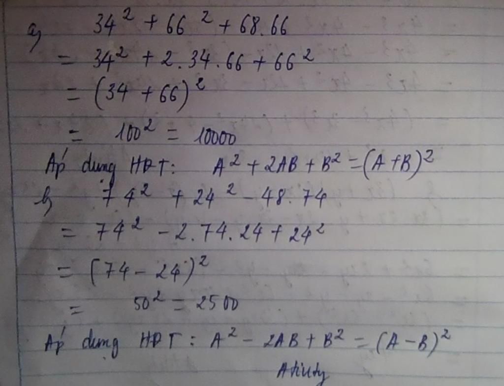 65x45 Math Tính nhanh a) 34²+66²+68.66 b) 74²+24²-48.74 câu hỏi 5021898 ...