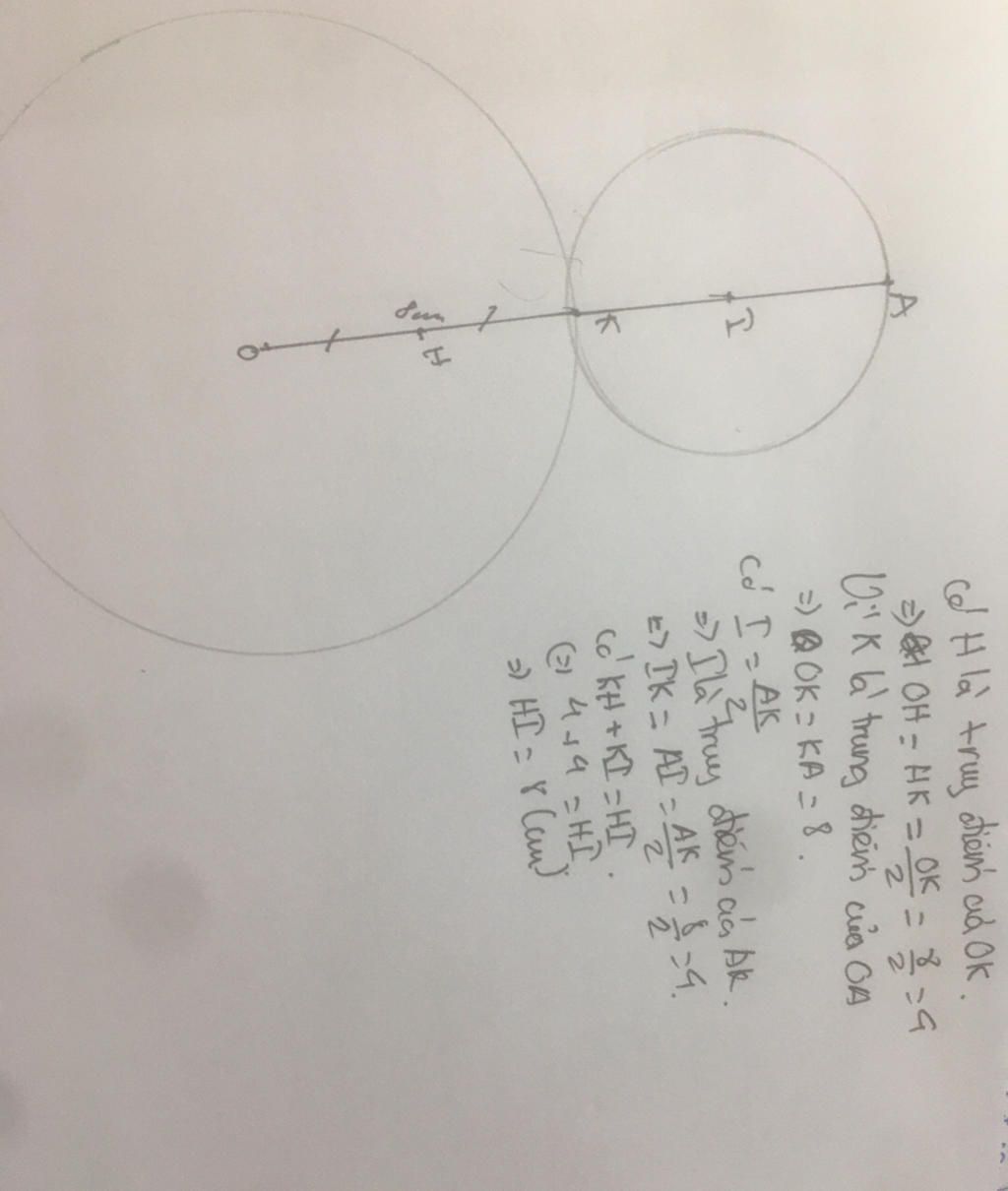 cho-hinh-tron-tam-o-ban-kinh-ok-8cm-va-hinh-tron-tam-i-duong-kinh-ak-goi-h-la-trung-diem-cua-doa