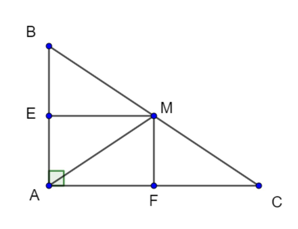 cho-tam-giac-abc-vuong-tai-a-goi-m-e-f-lan-luot-la-trung-diem-cua-cac-canh-bc-ab-ac-a-cho-am-5-c