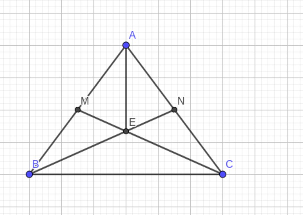 cho-tam-giac-abc-co-ab-ac-va-m-n-lan-luot-la-trung-diem-ab-ac-a-cm-bn-cm-b-goi-e-la-giao-diem-cu