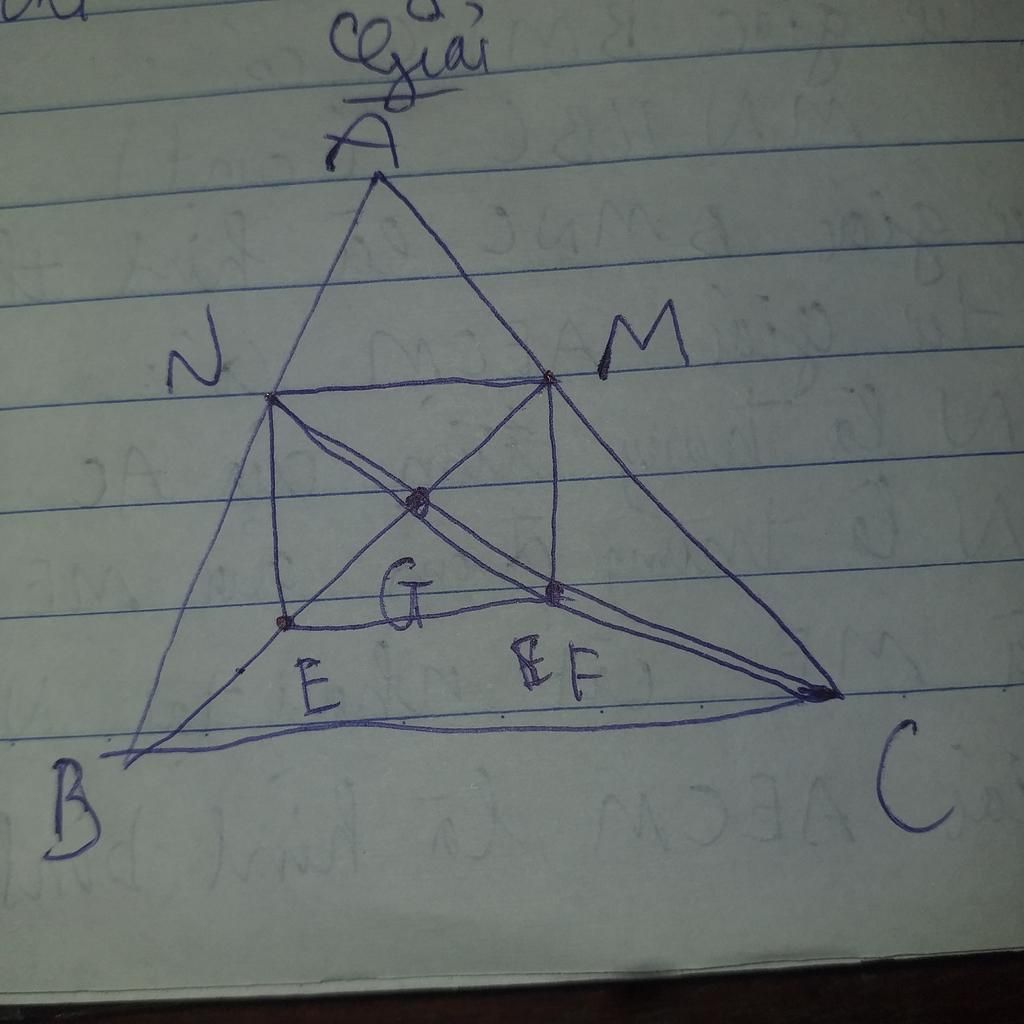 cho-tam-giac-abc-cac-duong-trung-tuyen-bm-va-cn-cat-nhau-tai-g-goi-e-la-trung-diem-cua-gb-f-la-t