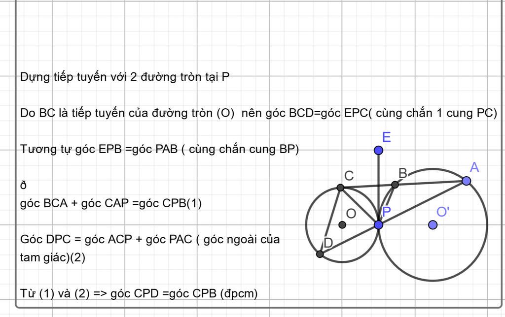 cho-hai-duong-tron-o-va-o-tiep-uc-ngoai-nhau-tai-p-day-cung-ab-cua-mot-duong-tron-keo-dai-tiep-u