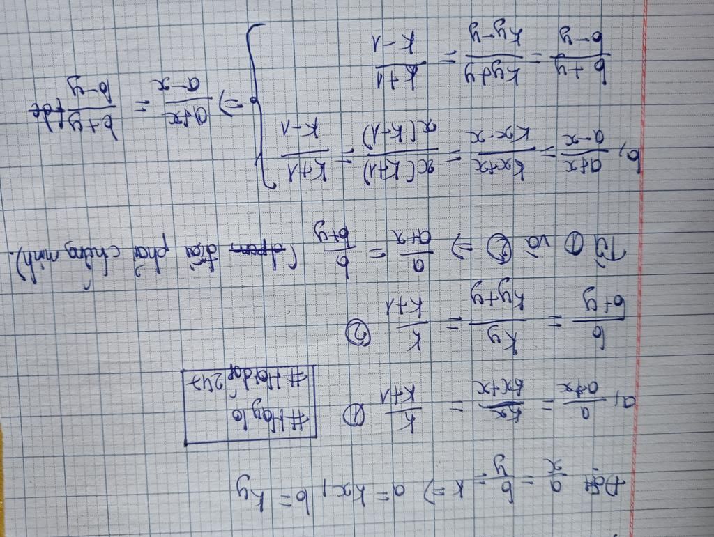 Cho A/x = B/y Chứng Minh : A) A/a+x = B/b+y B) A+x/a-x = B+y/b-y Gấp Ak ...