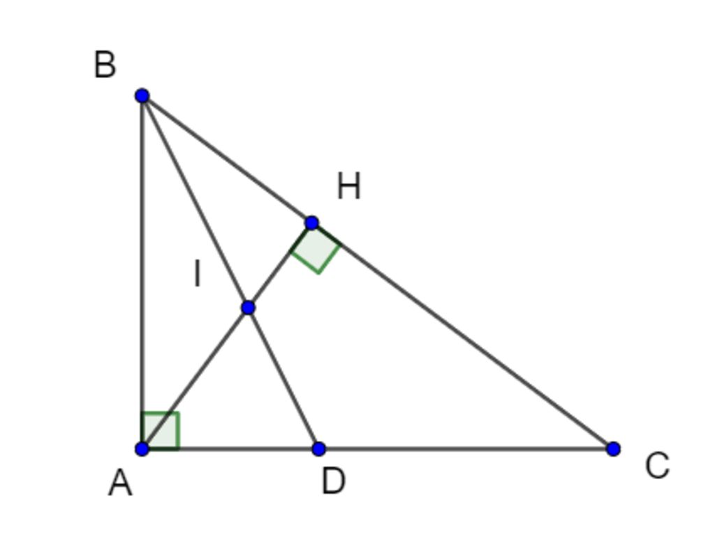 cho-tam-giac-abc-vuong-tai-a-duong-cao-ah-phan-giac-bd-cua-goc-b-goi-i-la-giao-diem-cua-ah-va-bd
