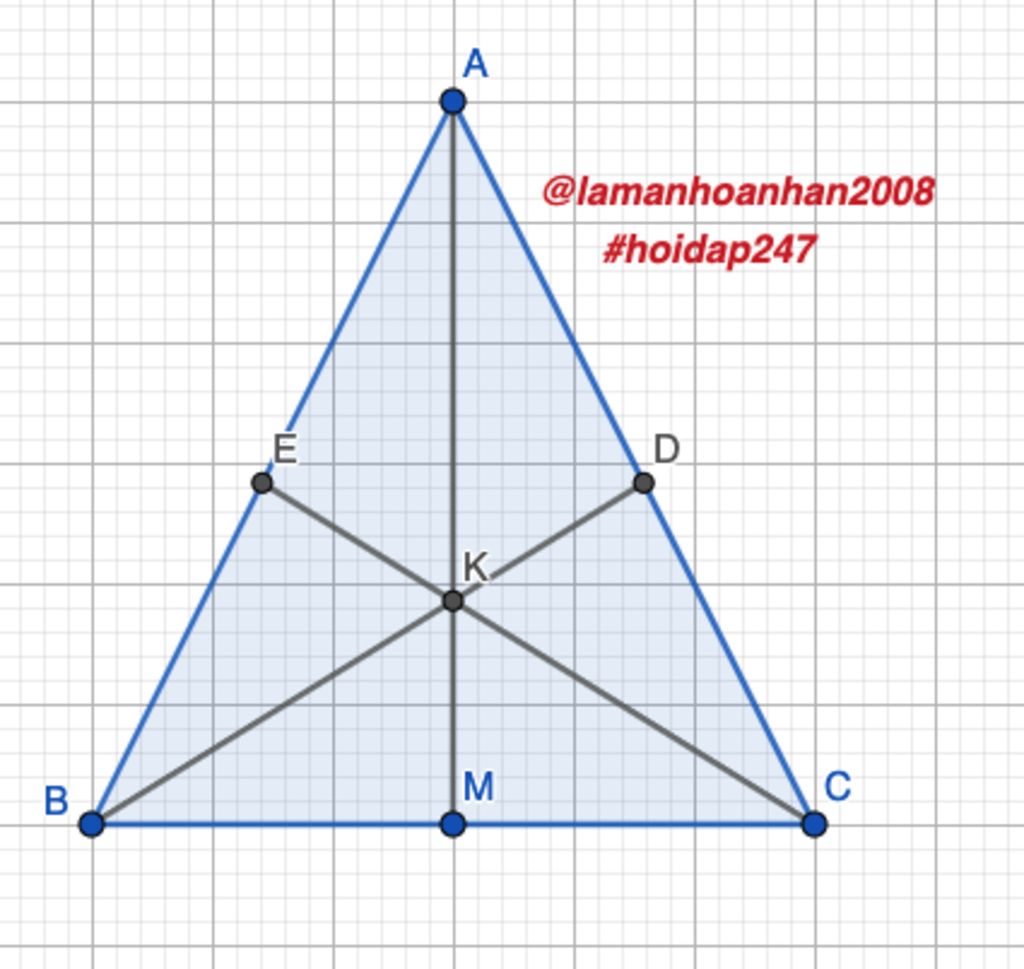 5-cho-tam-giac-abc-can-tai-a-duong-trung-tuyen-am-va-duong-phan-giac-bd-cat-nhau-tai-k-goi-e-la