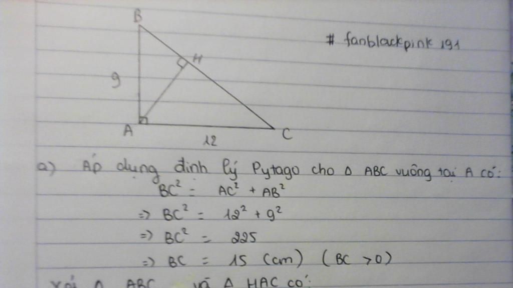 cho-abc-vuong-tai-a-co-ab-9-ac-12-ke-duong-cao-ah-hbc-tinh-bc-va-ah-tinh-dien-tich-tam-giac-abc