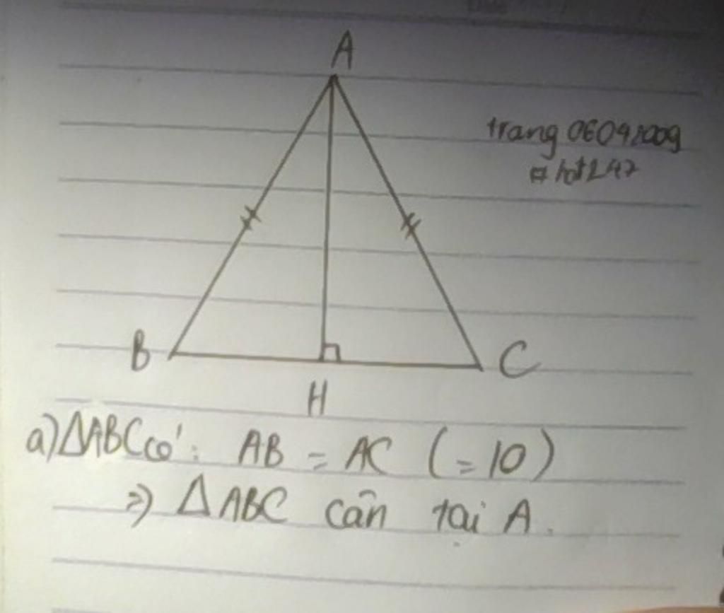 cho-tam-giac-abc-co-ab-ac-10cm-bc-12cm-ve-ah-vuong-goc-bc-tai-h-a-chung-minh-tam-giac-abc-can