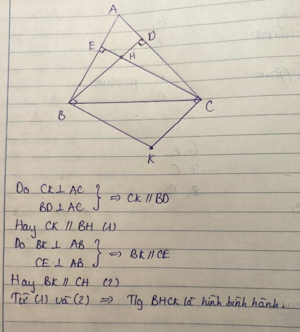 Cho Tam Giác Abc Nhọn đường Cao Bd Ce Cắt Nhau Tại H Qua C Kẻ đường