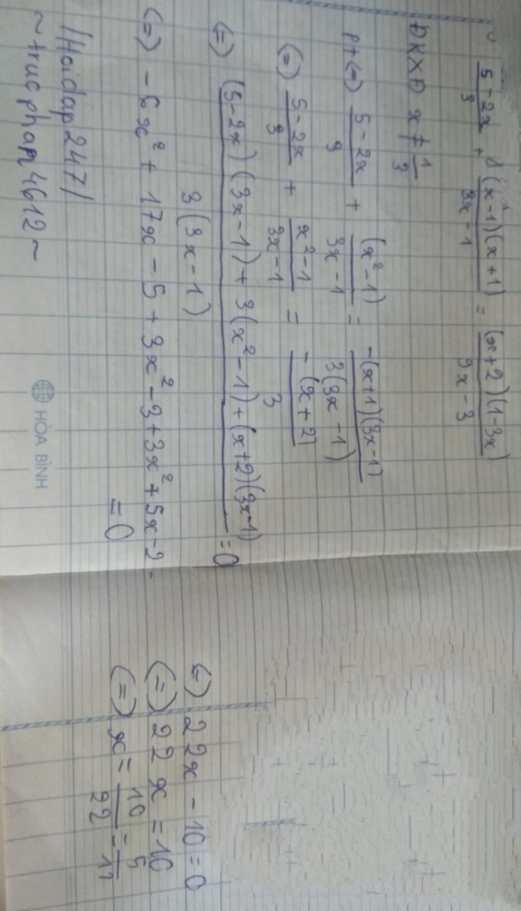 5-2x (x-1)(x+1) (x+2)(1-3x) + 3 3x-1 9x-3