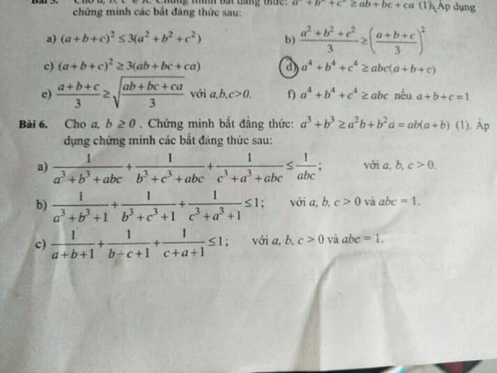 Bài 5. Cho A,b,c Thuộc R. Chứng Minh Bất đẳng Thức: A^2+b^2+c^2 Lớn Hơn ...