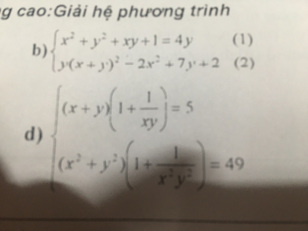 Giải Hệ Phương Trinh X 2 Y 2 Xy 1 4y Va Y X Y 2 2x 2 7y 2 Giải Hộ Em Cau B Với ạ Cau Hỏi Hoidap247 Com