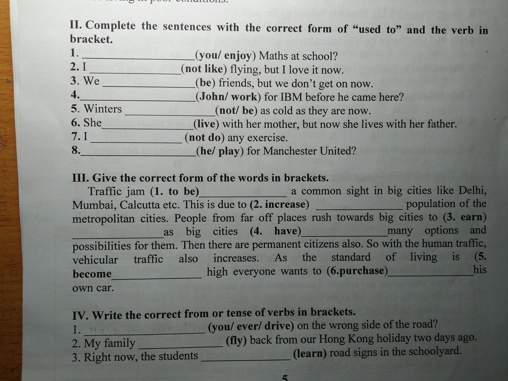 Complete The Sentences With The Correct Form Of 