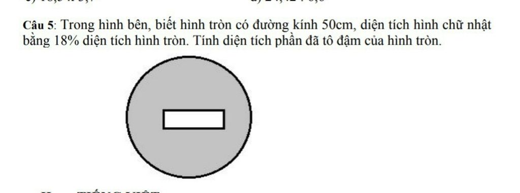 Cho hình tròn có đường kính 50cm