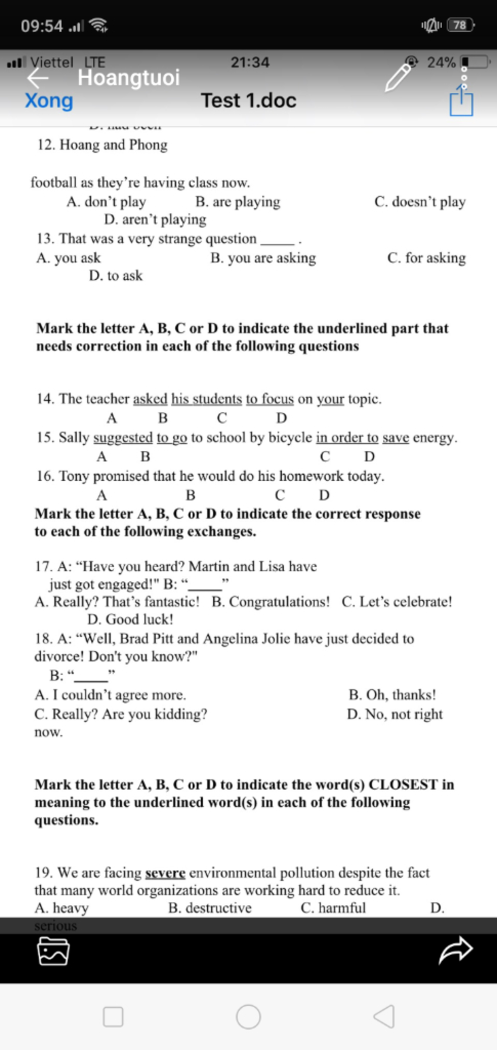 The teacher asked his students