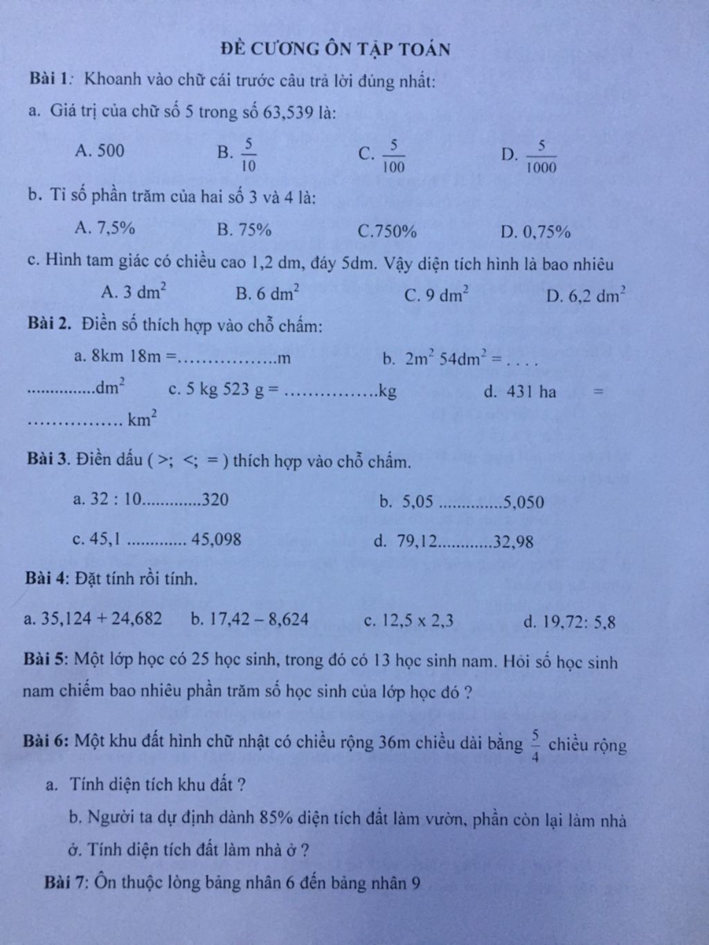 Giá trị của chữ số 5 trong số 63,539 là?