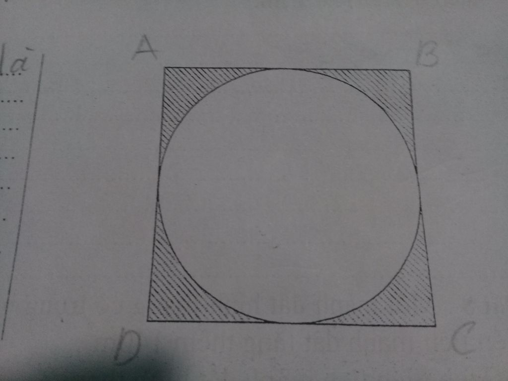 cho hình vẽ bên hãy tính diện tích hình tròn biết diện tích hình ...