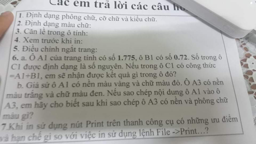 Các bước định dạng phông chữ trong ô tính