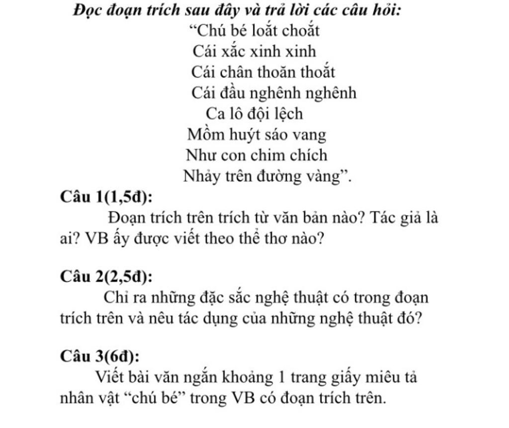 Đọc Đoạn Trích Sau Đây Và Trả Lời Các Câu Hỏi: 