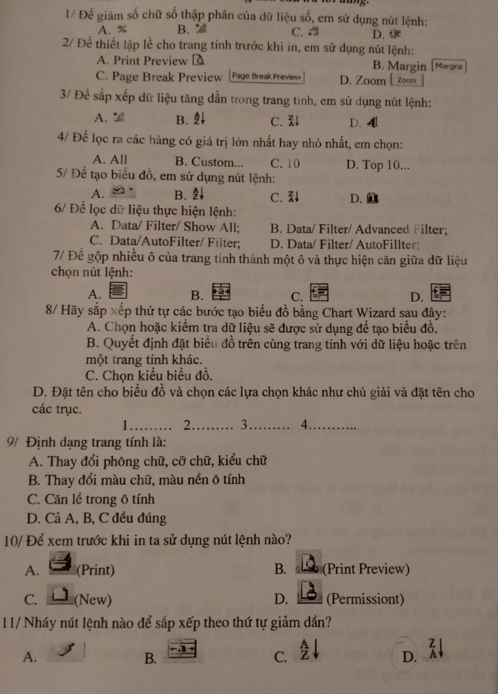 Nút lệnh nào giúp em thay đổi phông chữ