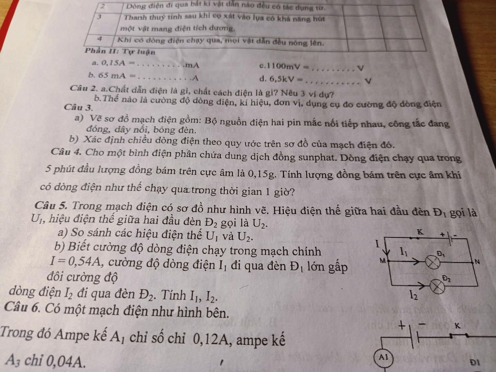 trong mạch điện có sơ đồ như hình vẽ. hiệu điện thế giữa hai đầu ...