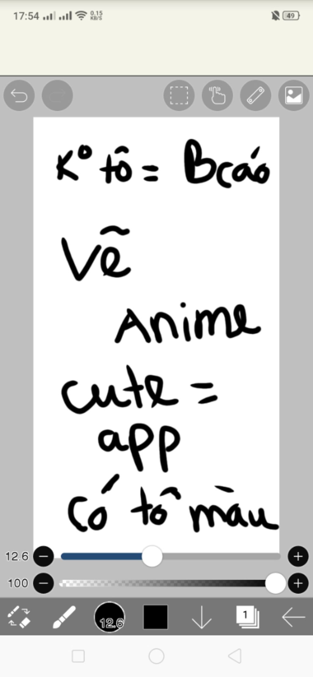 17:54 ..l l  KB/S 49 K° tô = Bcás Anime cute= app có to %3D Co mau   100 1 126 +
