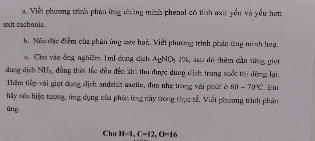 Những phản ứng nào cho thấy tính axit yếu của phenol?
