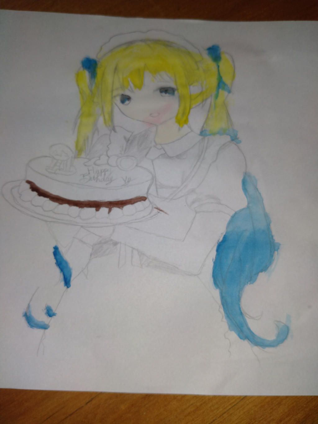 Bánh sinh nhật kem whipping với hình hai bạn gái hoạt hình anime xinh 9052   Bánh sinh nhật whipping