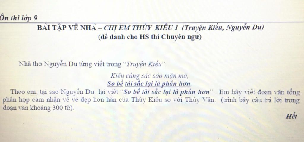 On Thi Lớp 9 Bai Tập Về Nha Chị Em Thủy Kiều 1 Truyện Kiều Nguyễn Du đề Danh Cho Hs Thi Chuyen Ngư Nha Thơ Nguyễn Du Từng Viết Trong Truyện Kiều