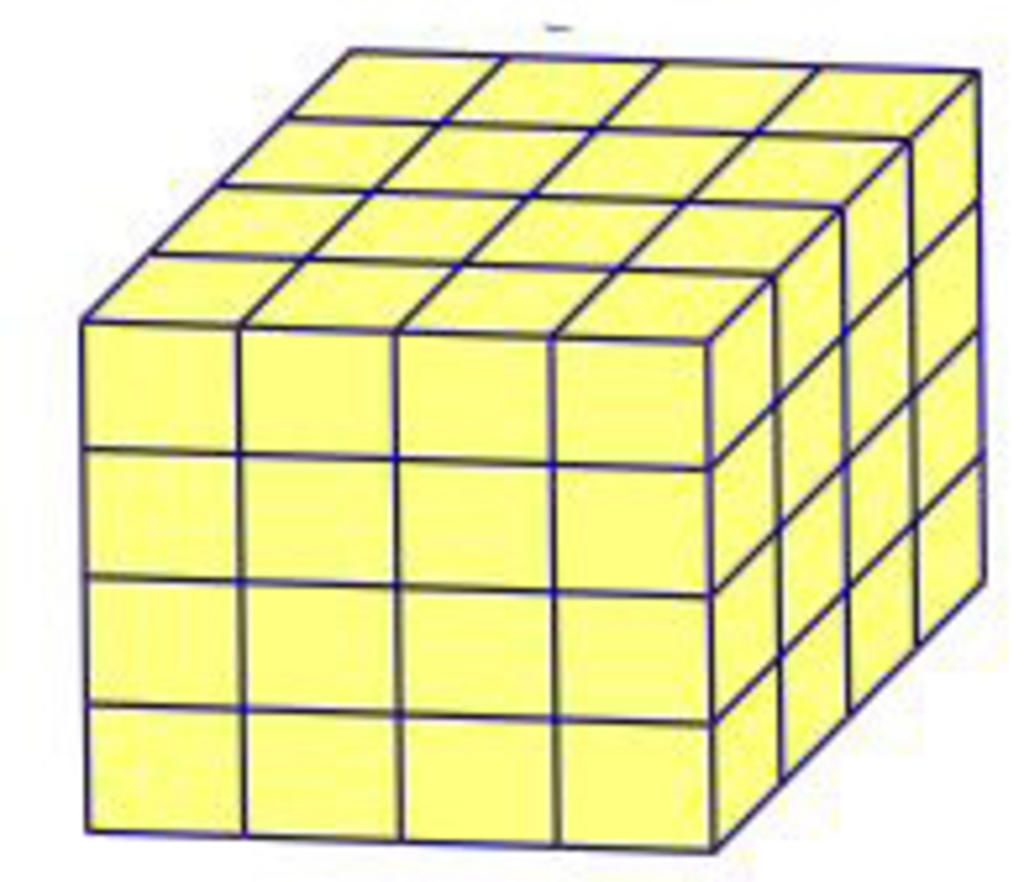Khối lập phương lớn trong hình vẽ được tạo thành từ 64 khối lập ...