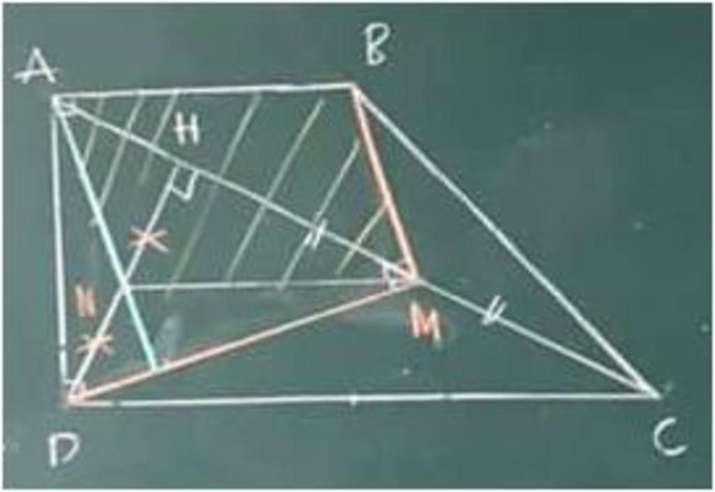 Cho Hình Thang Vuông Abcd,Cd=2Ab(Góc A = Góc D = 90 Độ) H Là Hình Chiếu Của  D Trên Ac,M Là Trung Điểm Của Hc Chứng Minh Bm Vuông Góc Với Mda