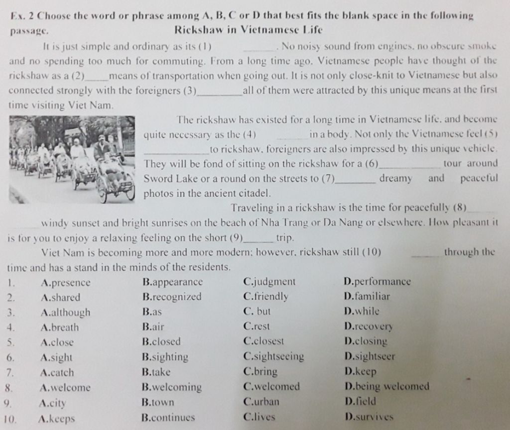 Ex. 2 Choose The Word Or Phrase Among A, B, C Or D That Best Fits The ...