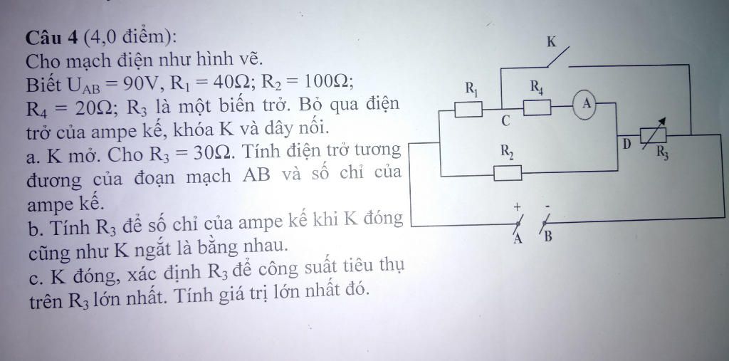 Thử thách bản thân với Cho mạch điện như hình vẽ biết Uab=90V và các giải pháp