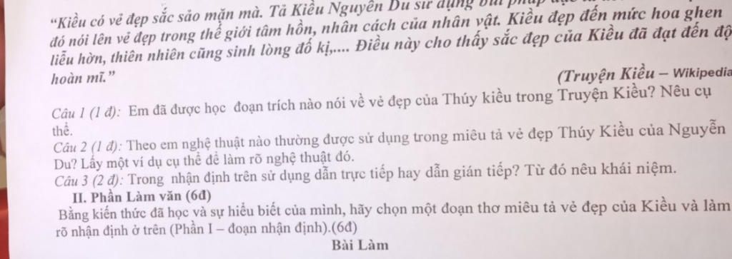 Kiều Có Vẻ Đẹp Sắc Sảo Mặn Mà. Tả Kiêu Nguyên Du Sư Dụng Đó Nói Lên Vẻ Đẹp  Trong Thế Giới Tâm Hồn, Nhân Cách Của Nhân Vật. Kiều Đẹp Đến