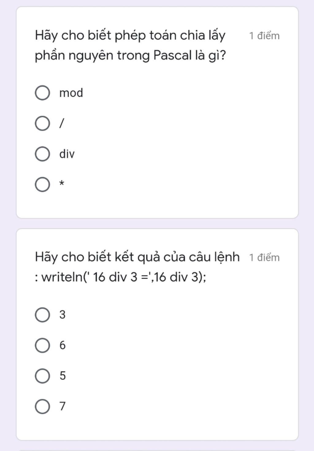 Div mod trong các ngôn ngữ lập trình khác