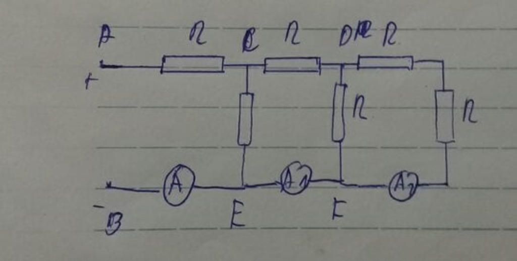cho mạch điện như hình vẽ Các ampe kế giống nhau và có điện trở RA ampe kế  A3 chỉ giá trị I34A ampe kế A4 chỉ giá trị I4 tìm số
