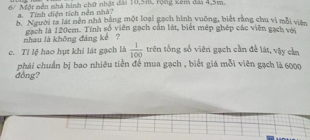 Một lớp học có nền nhà là một hình chữ nhật có chu vi là 28m chiều rộng  kém chiều dài 2m Tính diện tích của nền nhà  Toán học Lớp