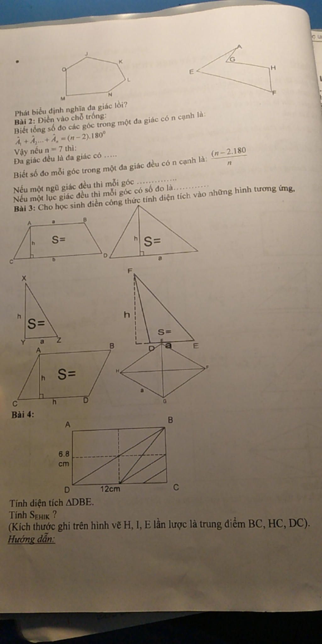 Giải bài tập Toán lớp 8 Bài 1 Đa giác Đa giác đều