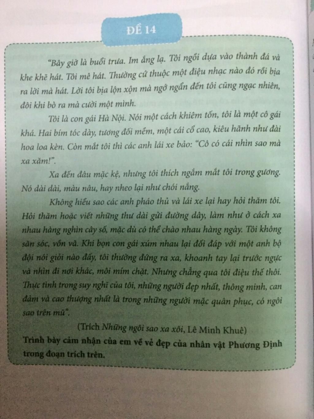 Hãy Làm Giúp Mình 1 Bài Văn Nêu Cảm Nhận Của Em Về Nhân Vật Phương Định  Trong Đoạn Trích 