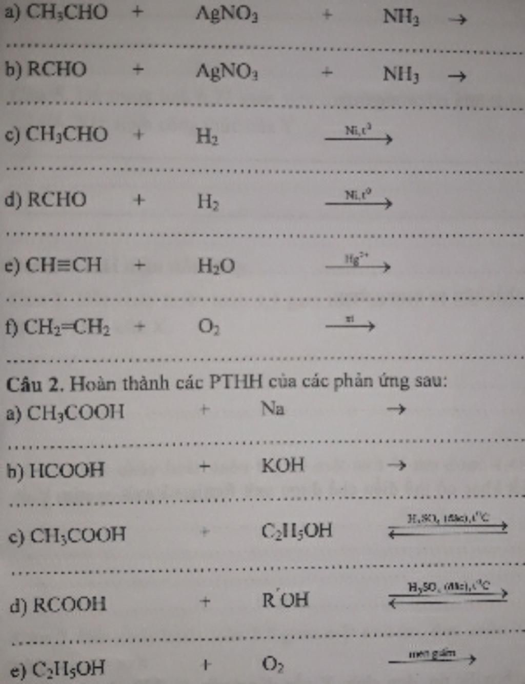 Phương trình phản ứng giữa rcho + agno3 + nh3 và ứng dụng trong cuộc sống