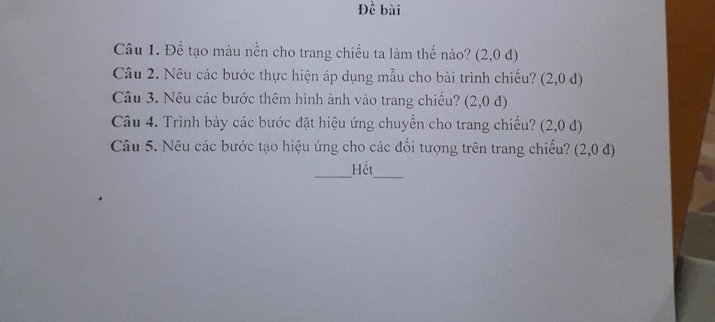 Tạo màu nền cho trang chiếu