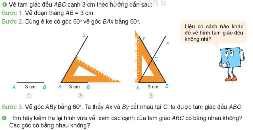 1 Vẽ Tam Giác Đều Abc Cạnh 3 Cm Theo Hướng Dẫn Sau: Bước 1. Vẽ Đoạn Thằng  Ab = 3 Cm. Bước 2. Dùng Ê Ke Có Góc 60° Vẽ Góc