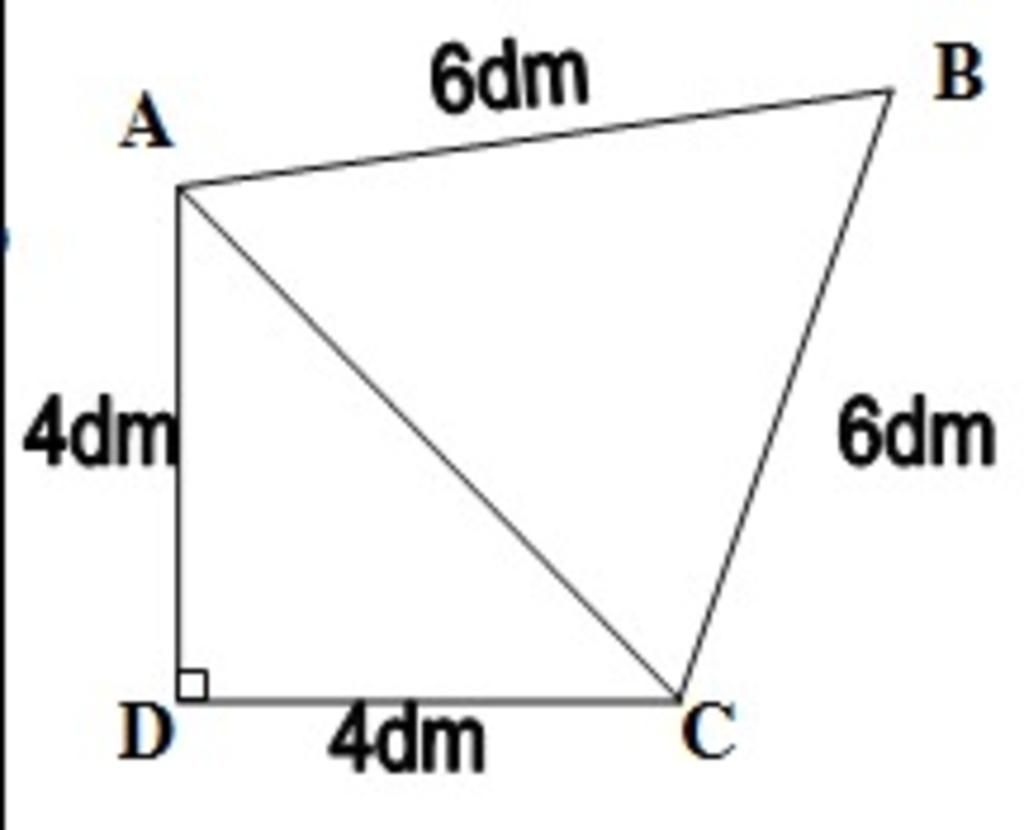 Cho tứ giác ABCD vuông góc ở D và số đo các cạnh (như hình vẽ ...