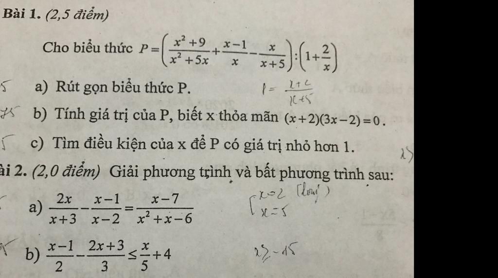 Cho Biểu Thức P X 2 9 X 2 5 X 1 X X X 5 1 2 X A Rut Gọn Biểu Thức P B Tinh Gia Trị Của P Biết X Thỏa Man X 2 3x 2 0 C T Imđiều Kiện Của X để P Co Gia