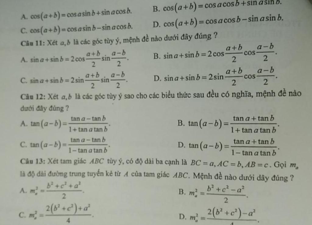 Công thức tính sin(a-b) là gì?
