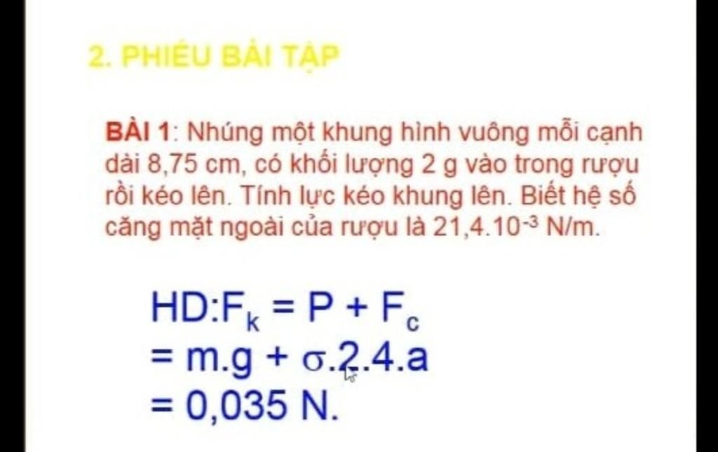 Nhúng Một Khung Hình Vuông Mỗi Cạnh Dài 8.75cm: Khám Phá Vật Lý Thực Nghiệm