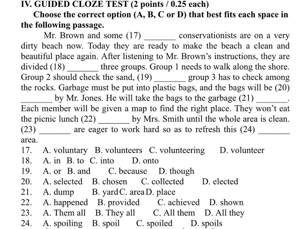 Một số bí quyết để làm tốt bài Guided Cloze Test