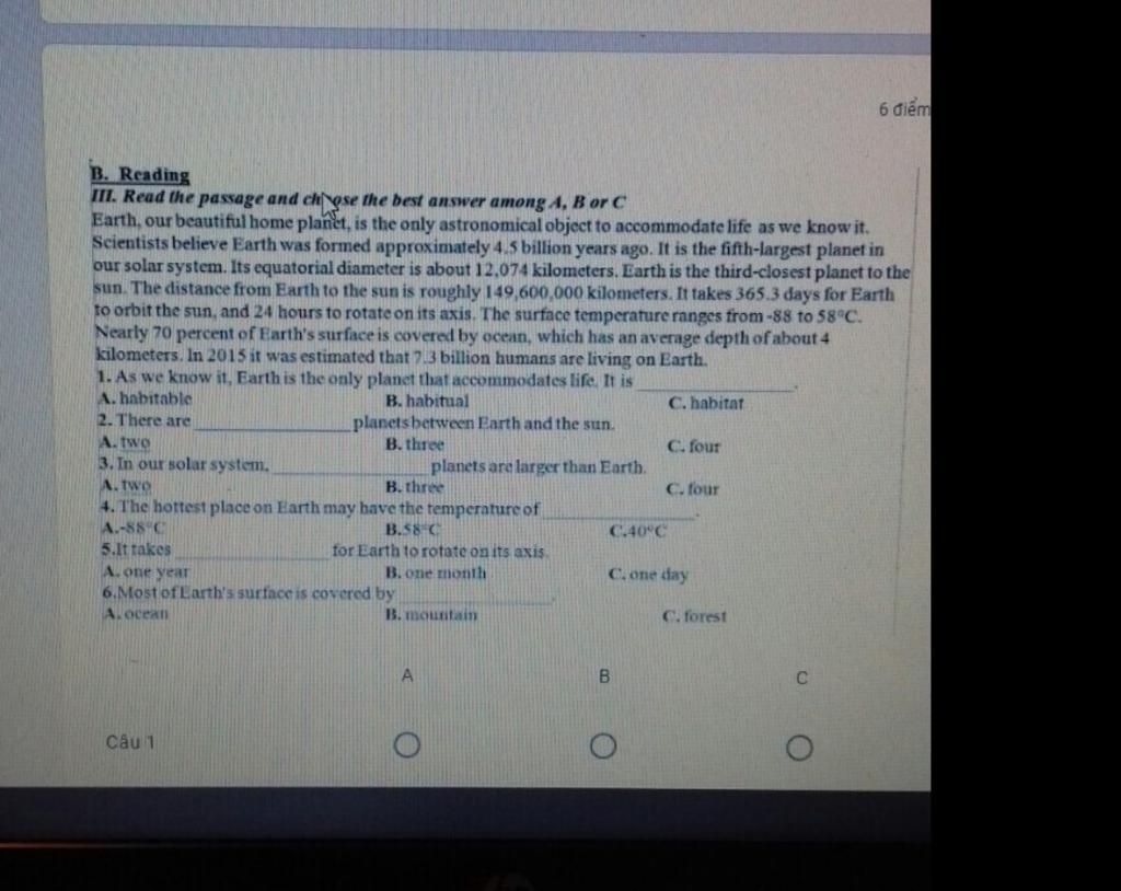 6 i m B Reading III Read The Passage And Ch Ose The Best Answer 6-i-m-b-reading-iii-read-the-passage-and-ch-ose-the-best-answer
