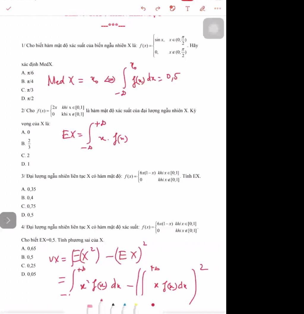 T sin x xe Cho biết hàm mật độ xác suất của biến ngẫu nhiên X là f x Hãy xE