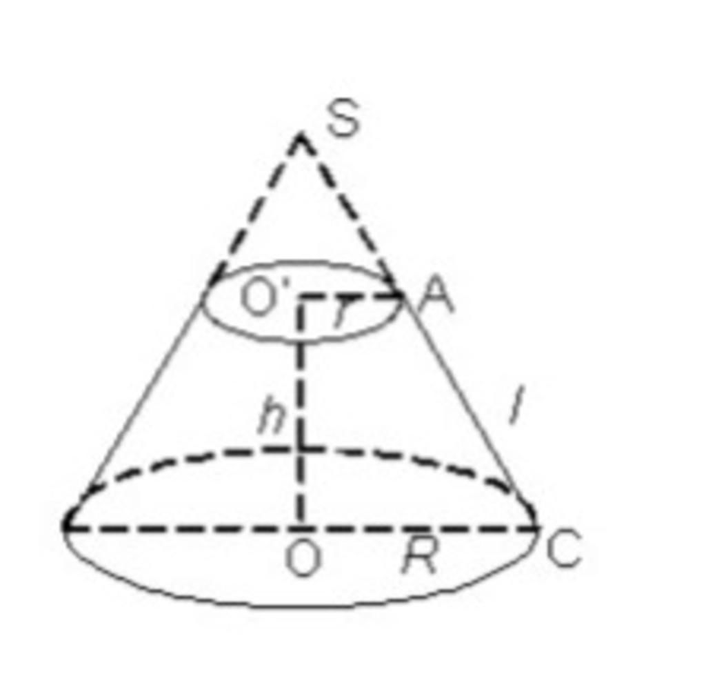 Cho hình nón cụt như hình vẽ Biết rằng bán kính của đáy nhỏ là r ...