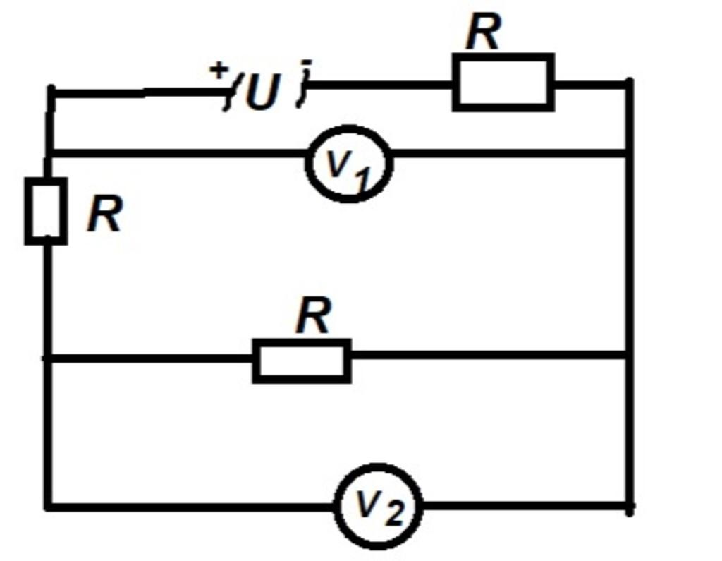 Cho mạch điện như hình vẽ Các điện trở có giá trị như nhau và bằng R Khi  dùng một vôn kế có điện trở RV lần lượt đo hiệu điện thế